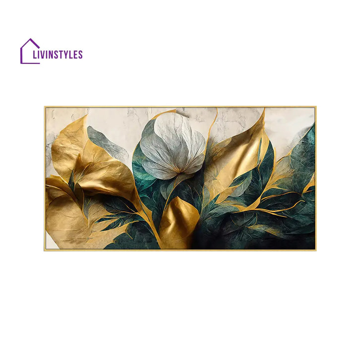 Timeless Gold Leaf Flower Design Wall Painting