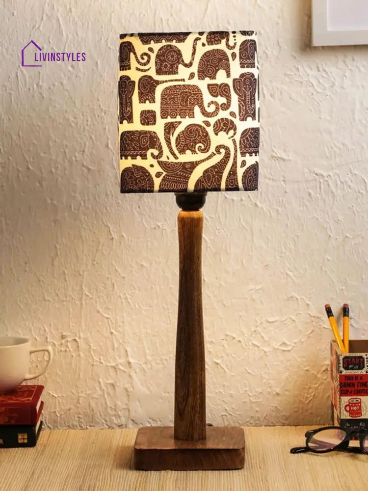 Tiny Elephants Wooden Lamp