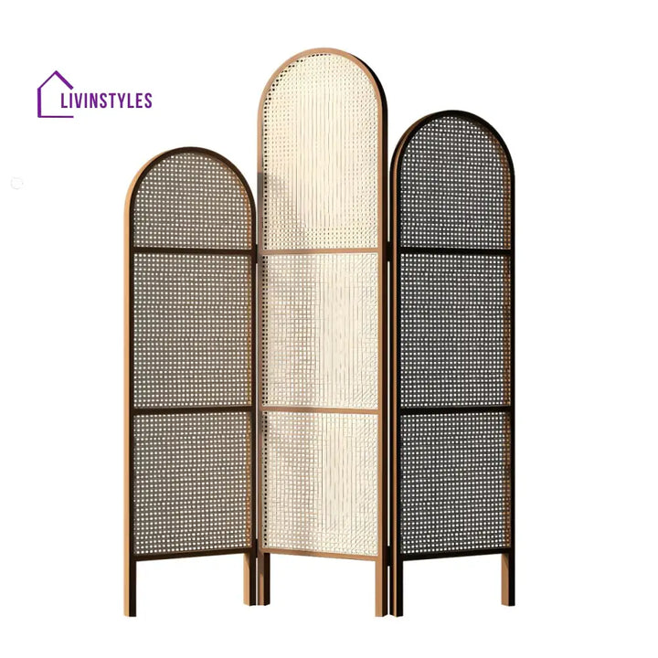 Titania Wooden and Cane Weaving Room Partition for Living Room