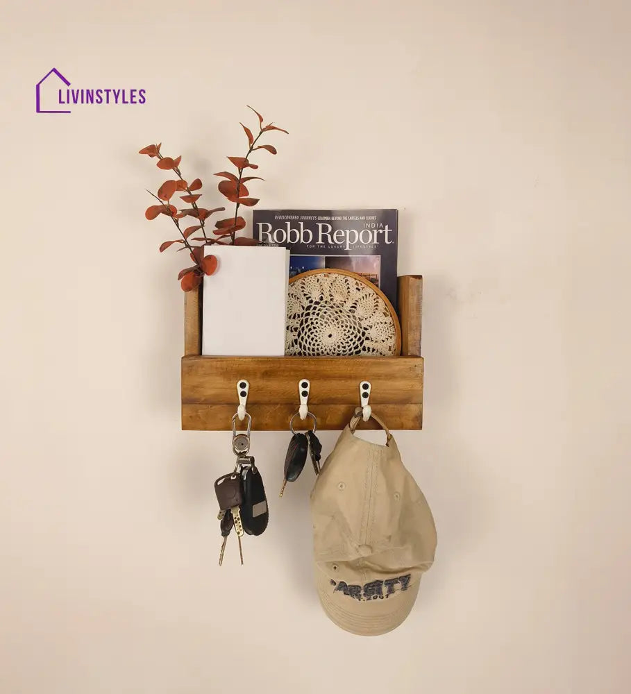 Tivoli Wooden Wall Organiser With Key Holders