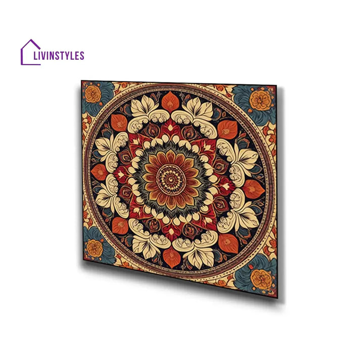 Traditional Floral Circle Canvas Collection Printed Set Of 4 Wall Painting