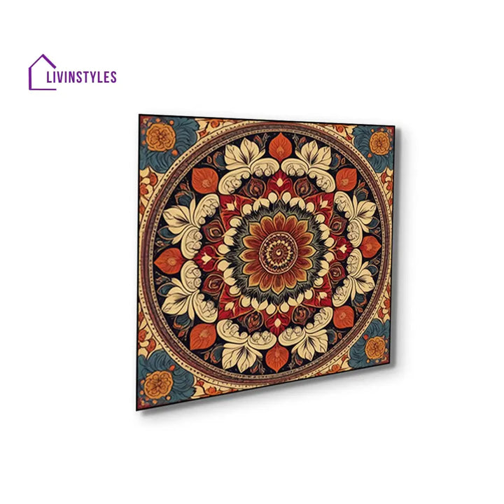 Traditional Floral Circle Canvas Collection Printed Set Of 4 Wall Painting