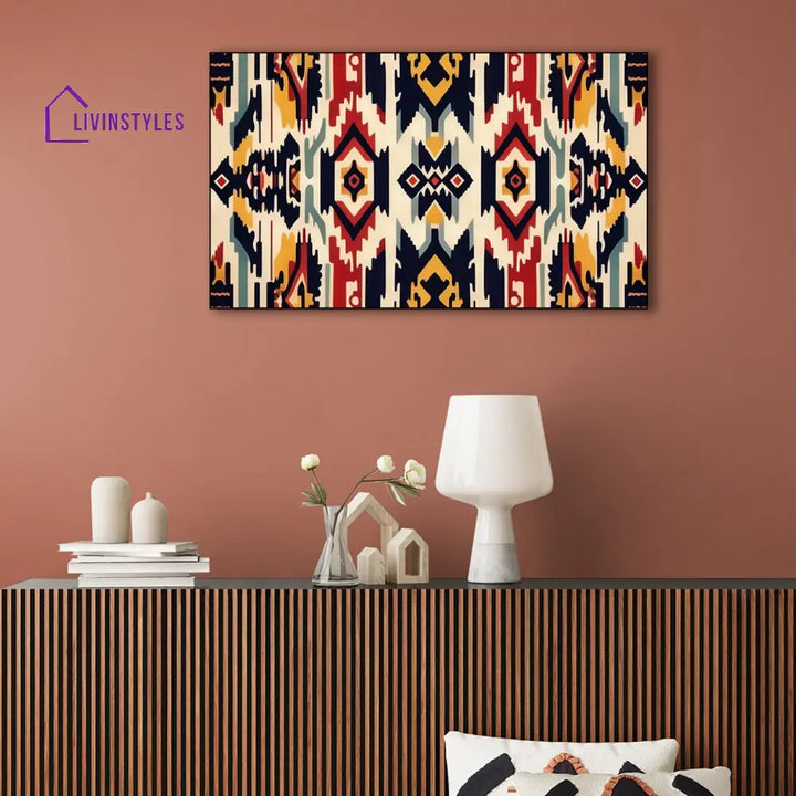 Traditional Ikat Canvas Wall Art Painting