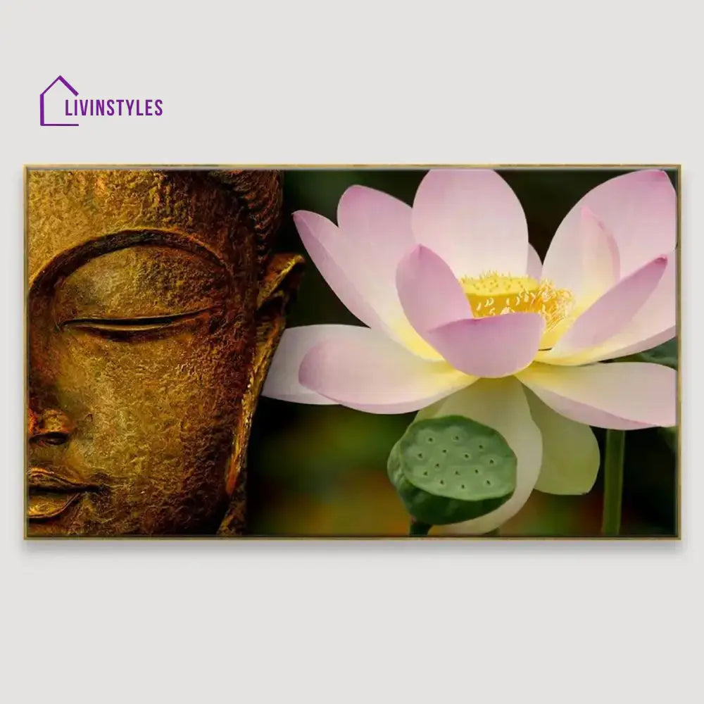 Tranquil Buddha And Lotus Wall Painting