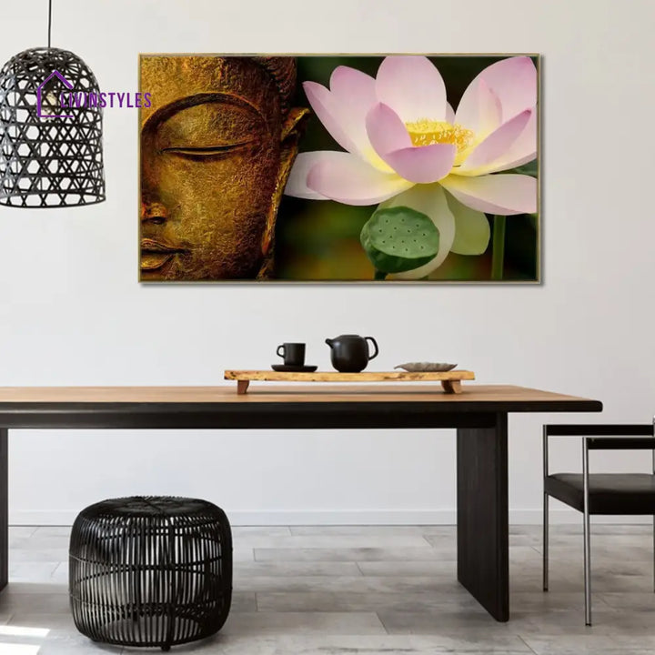 Tranquil Buddha And Lotus Wall Painting