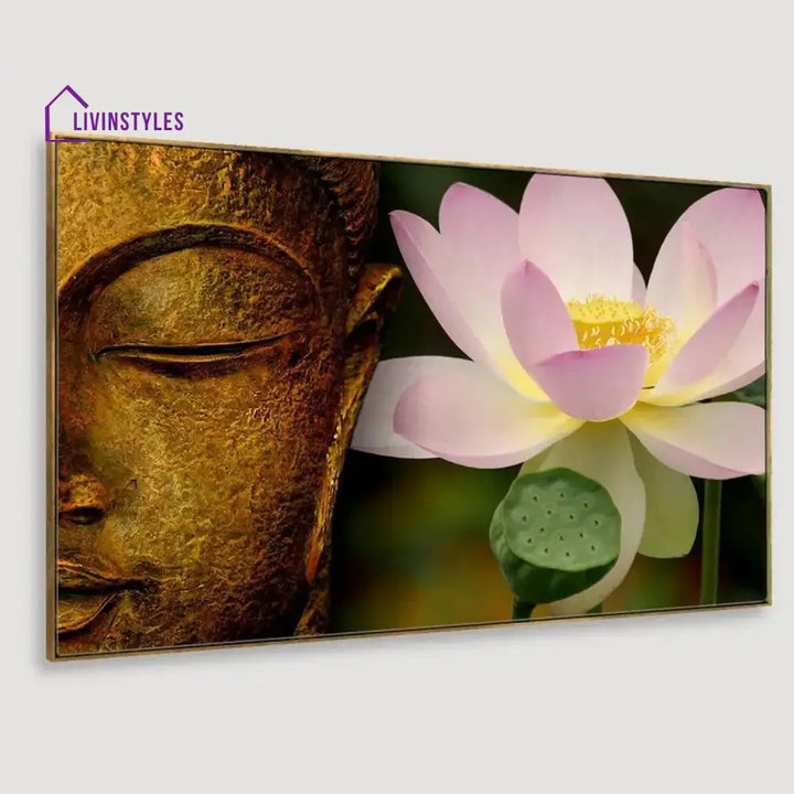 Tranquil Buddha And Lotus Wall Painting