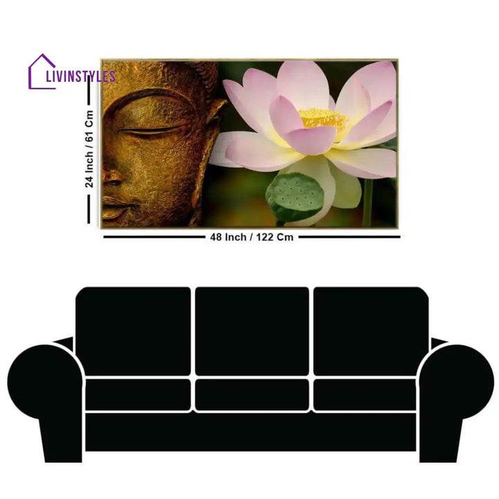 Tranquil Buddha And Lotus Wall Painting