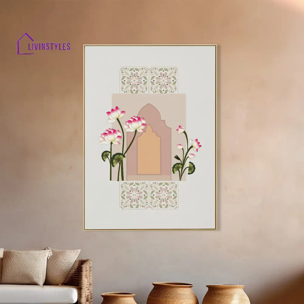 Tranquil Door And Floral Canvas Art Printed Wall Painting