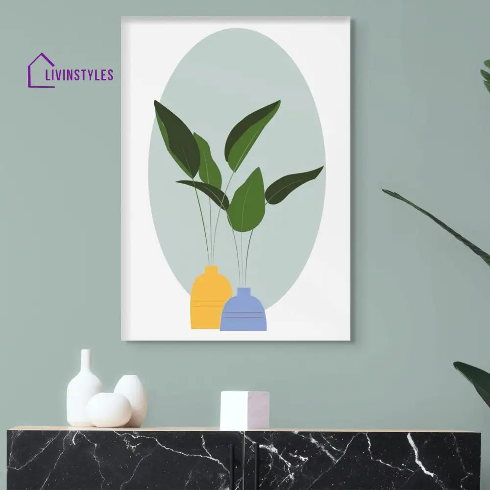 Tranquil Green Plant Vase Art Canvas Wall Painting