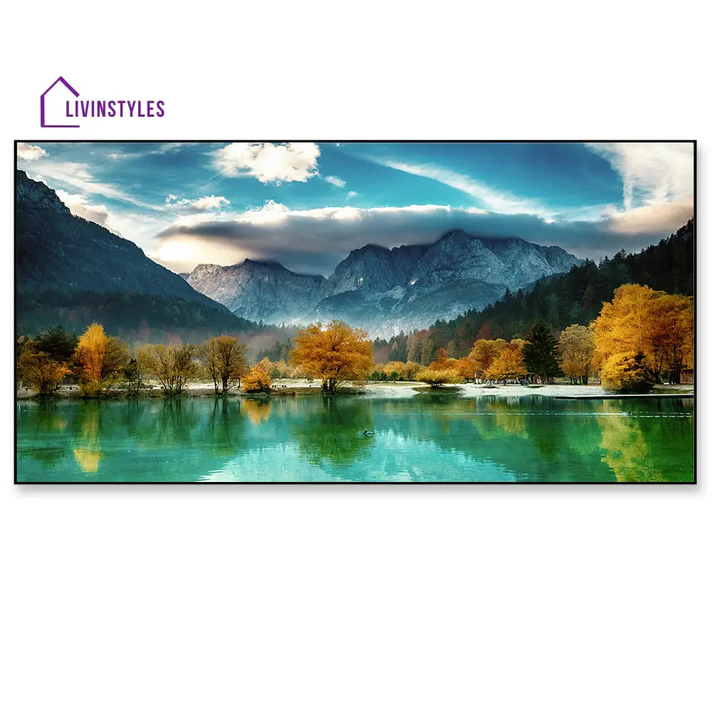 Tranquil Lake And Majestic Mountains Wall Painting