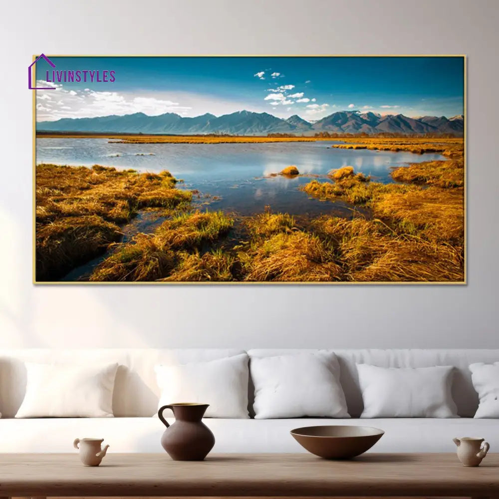 Tranquil Lake And Mountain Landscape Wall Painting