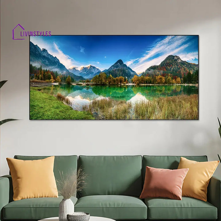 Tranquil Lake And Mountain Serenity Wall Painting