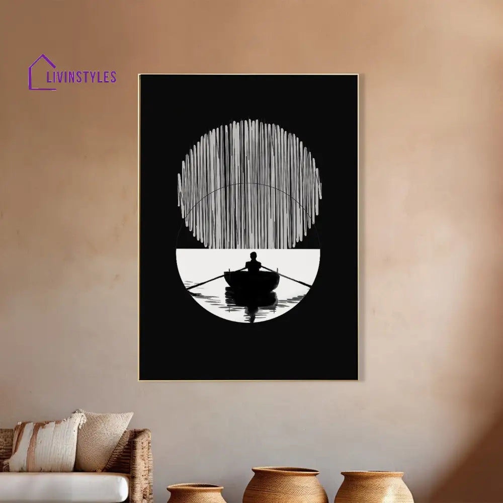 Tranquil Solitude: Boat Canvas Art Printed Wall Painting