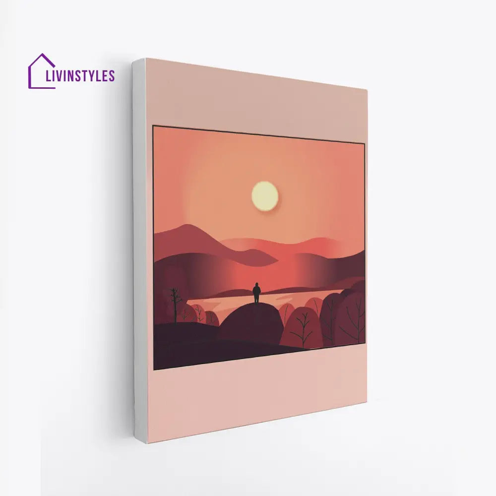 Tranquil Sunset Canvas Wall Art Painting 16 X 20 Inch / Stretch