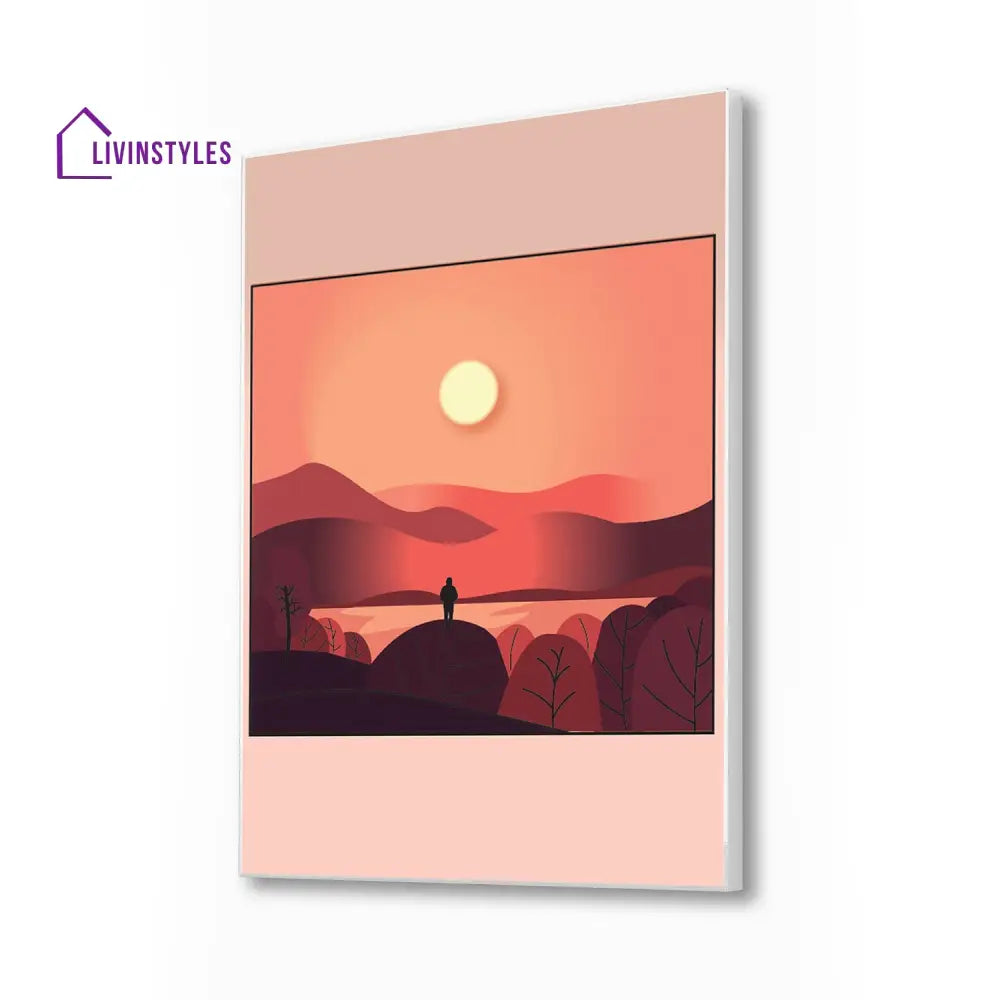 Tranquil Sunset Canvas Wall Art Painting 16 X 20 Inch / White Floating Frame