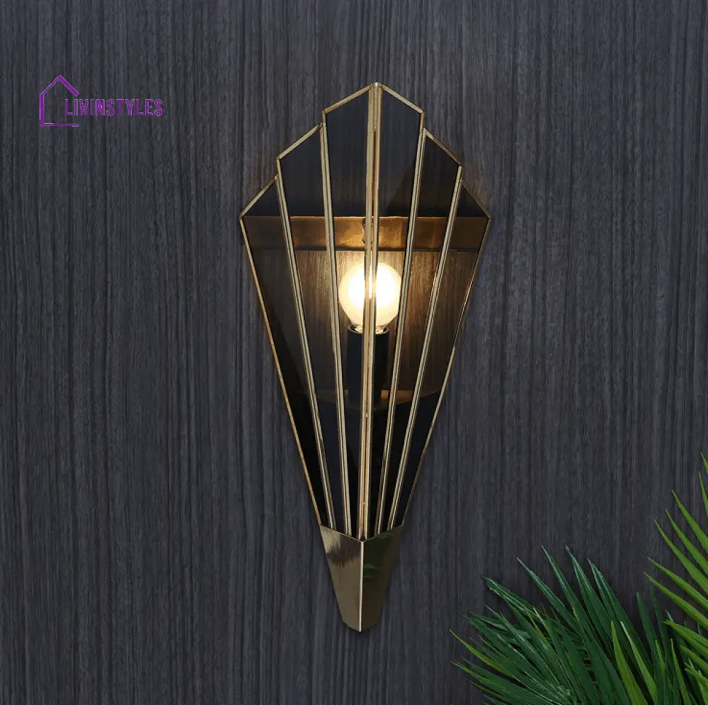 Triangular Abstract Luxe Wall Lamp With Black Glass