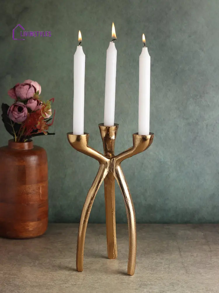 Trifecta Candle Holder In Gold Holder