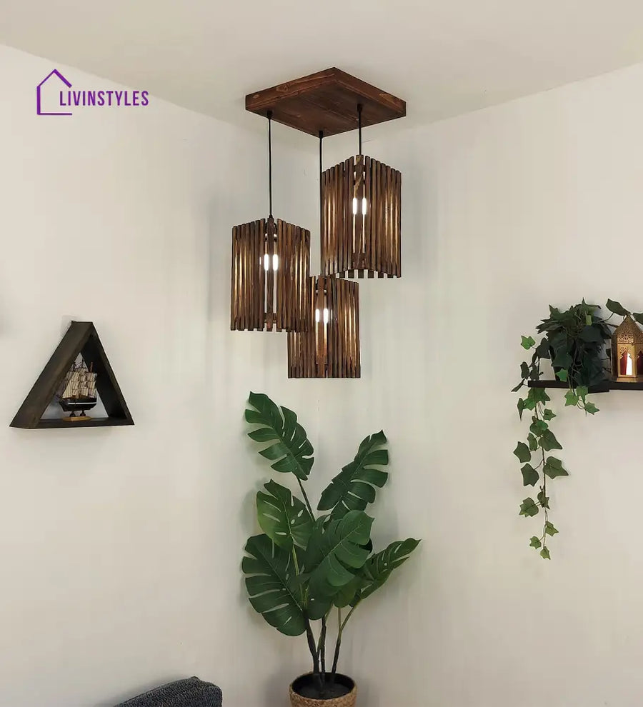 Trikona Brown Cluster Hanging Lamp Lamps