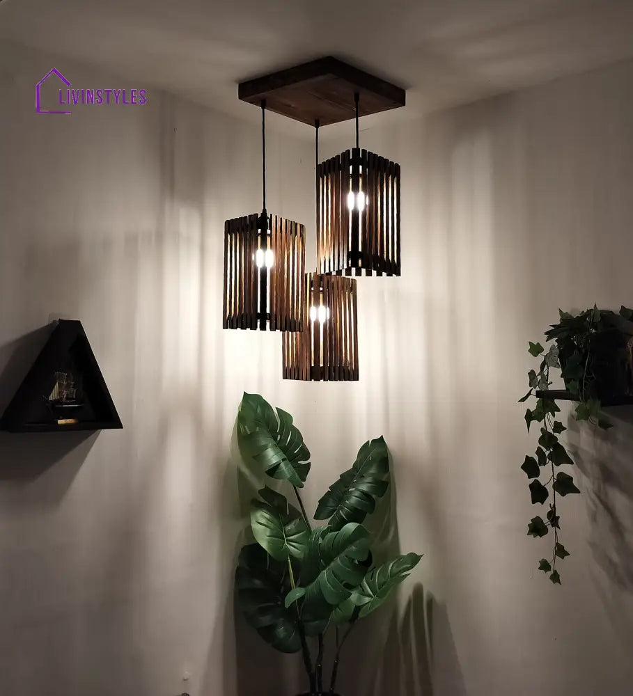 Trikona Brown Cluster Hanging Lamp Lamps