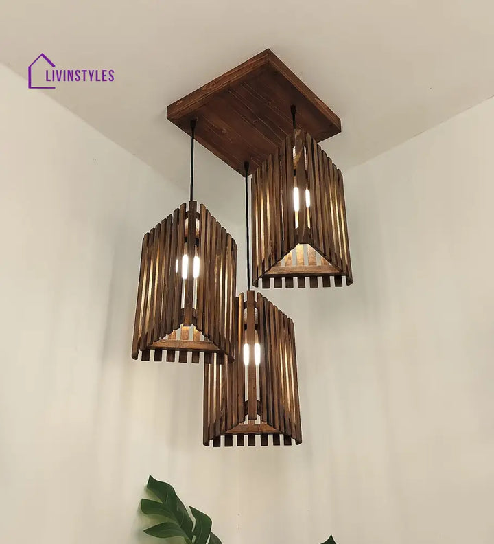 Trikona Brown Cluster Hanging Lamp Lamps