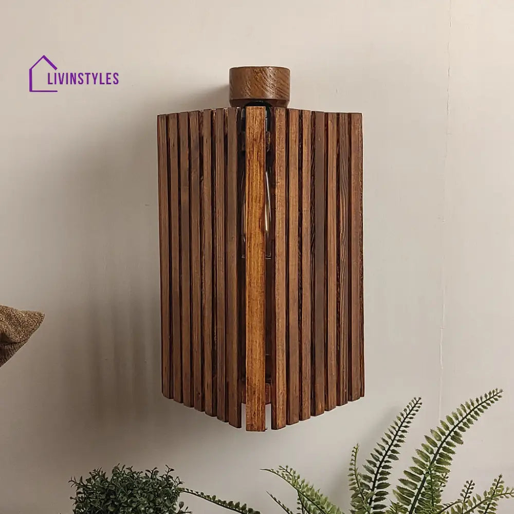 Trikona Brown Wooden Wall Light Lights