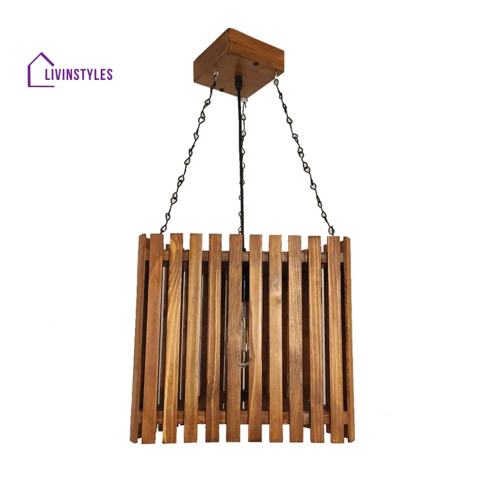 Trikona Wooden Single Hanging Lamp Lamps