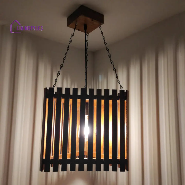 Trikona Wooden Single Hanging Lamp Lamps