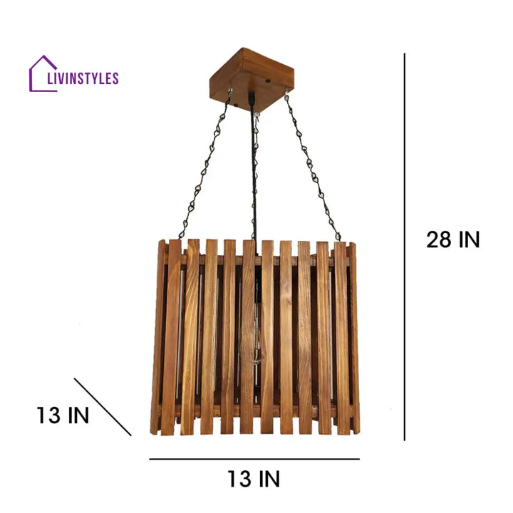 Trikona Wooden Single Hanging Lamp Lamps