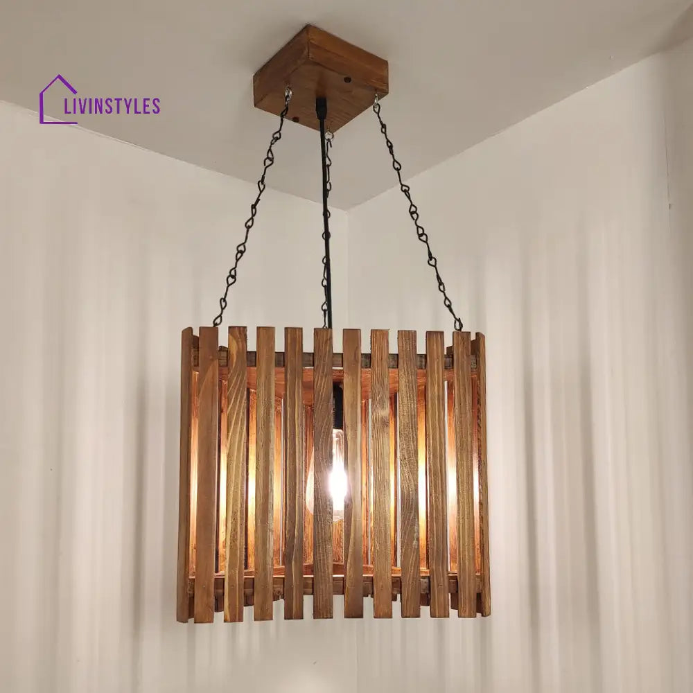 Trikona Wooden Single Hanging Lamp Lamps