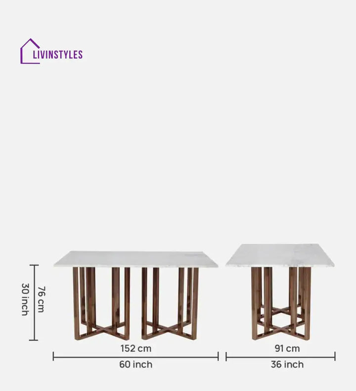 Trofim Constellation Metal Dining Table With Marble Top