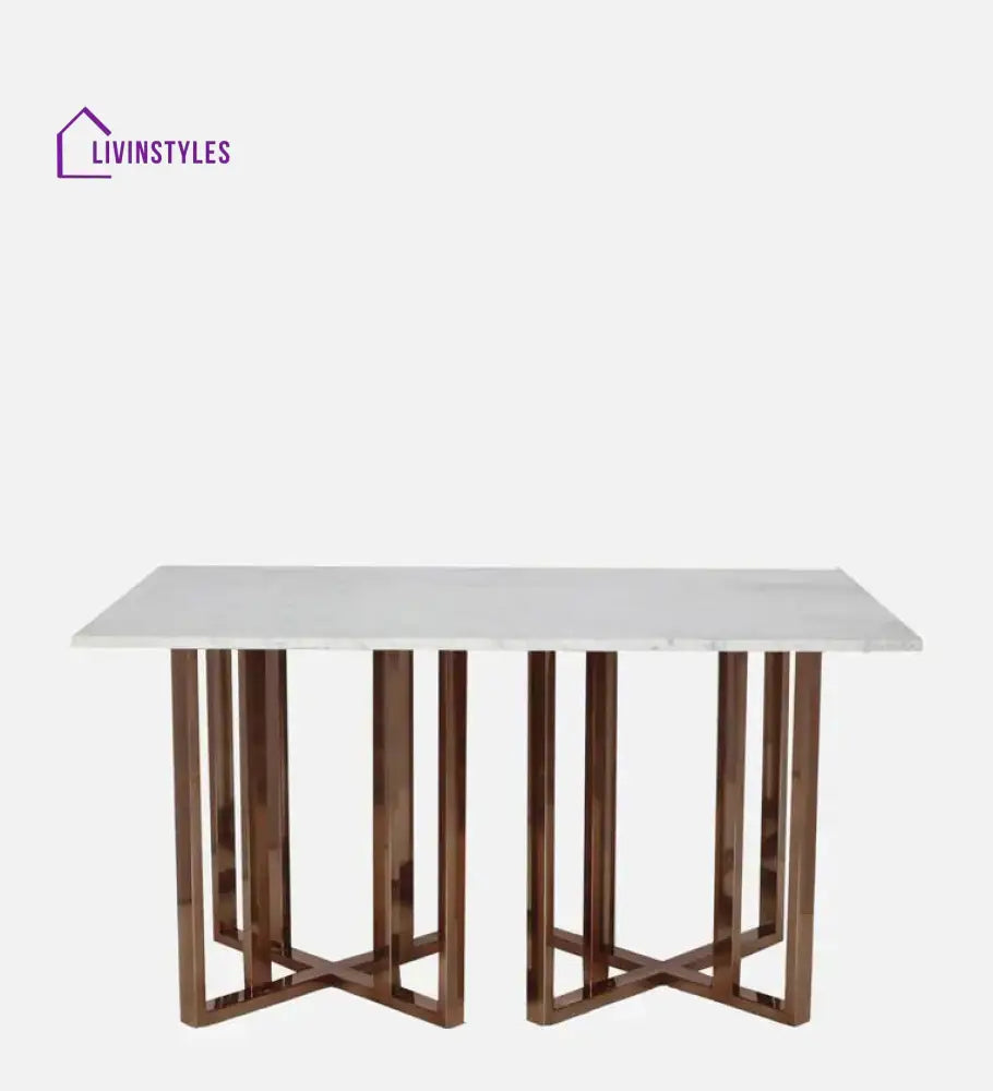 Trofim Constellation Metal Dining Table With Marble Top