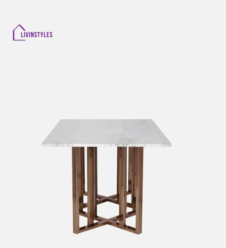 Trofim Constellation Metal Dining Table With Marble Top