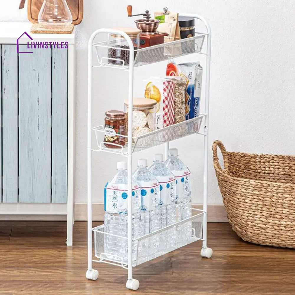 Tserena White Kitchen Trolley