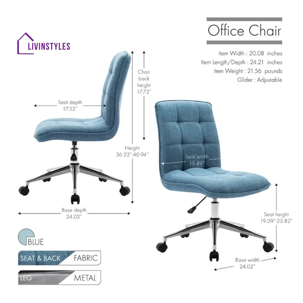 Tufted Upholstered Home Office Chair Blue Furniture