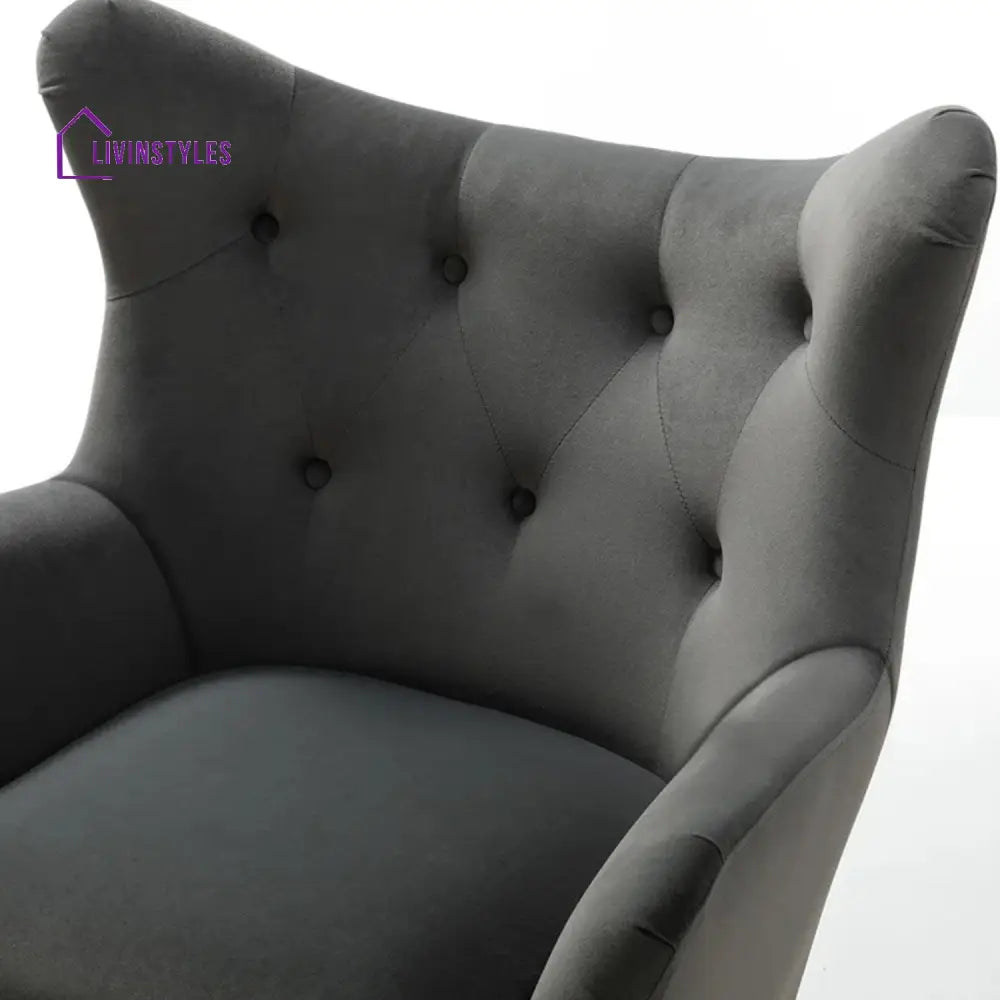 Tufted Velvet High-Back Chair Grey Furniture