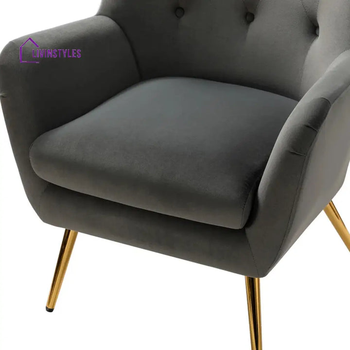 Tufted Velvet High-Back Chair Grey Furniture