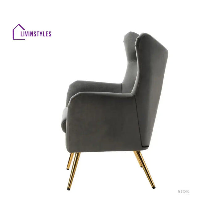 Tufted Velvet High-Back Chair Grey Furniture