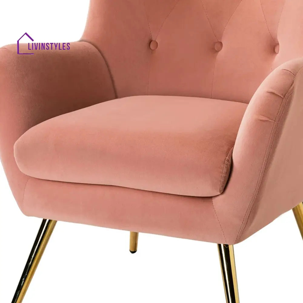 Tufted Velvet High-Back Chair Pink Furniture