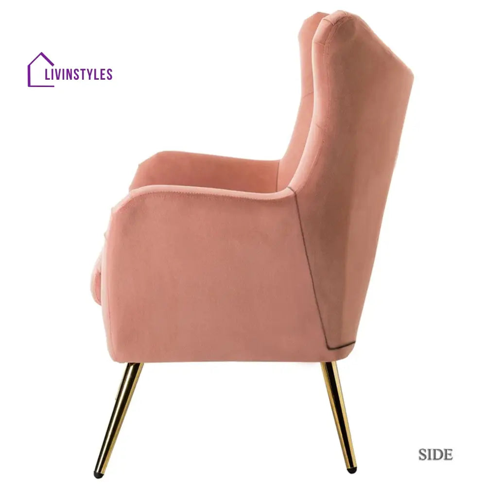 Tufted Velvet High-Back Chair Pink Furniture