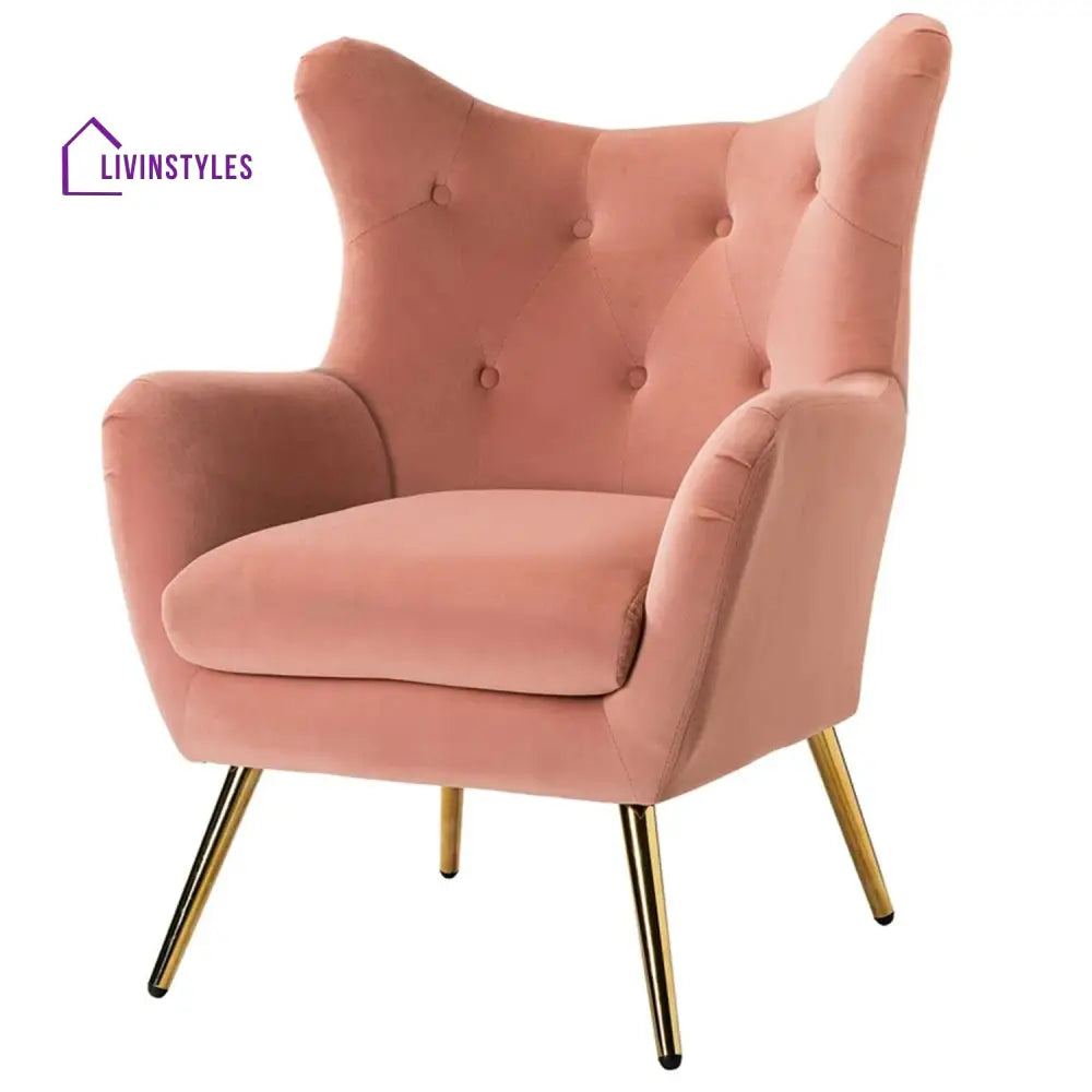 Tufted Velvet High-Back Chair Pink Furniture