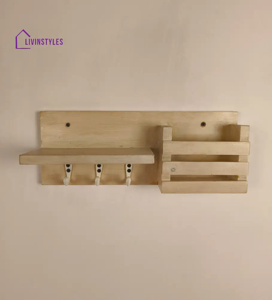 Tulip Wooden Wall Shelf Organiser With Key Holders