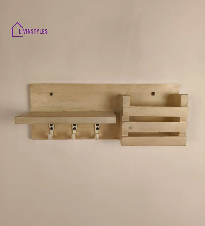 Tulip Wooden Wall Shelf Organiser With Key Holders