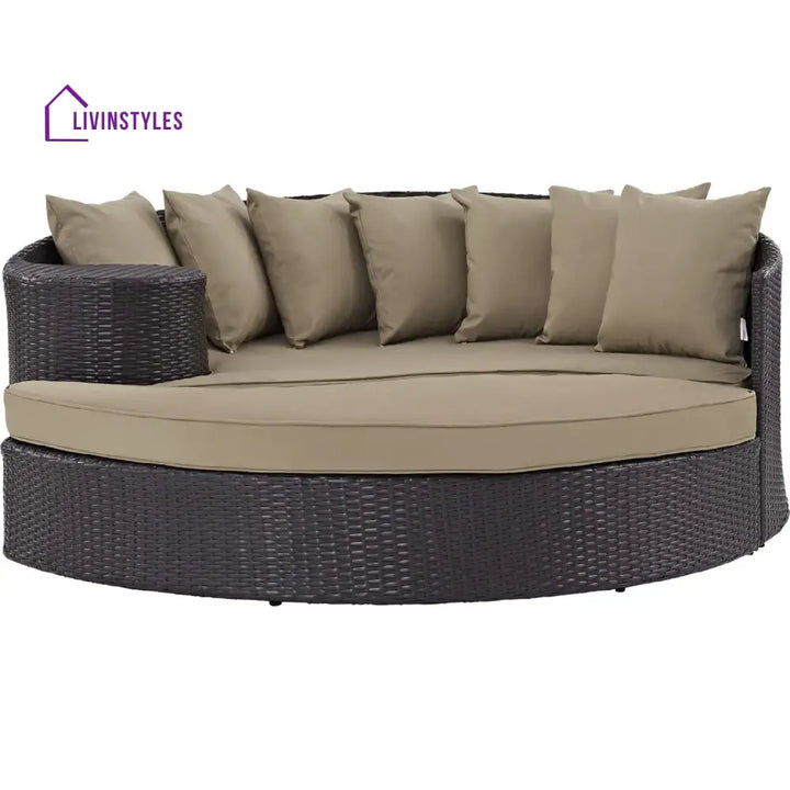 Uday Wicker Rattan Sofa Set (Dark Brown/Beige)