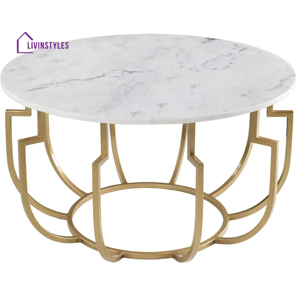 Unique Design White Marble Golden Metal Center Table Table