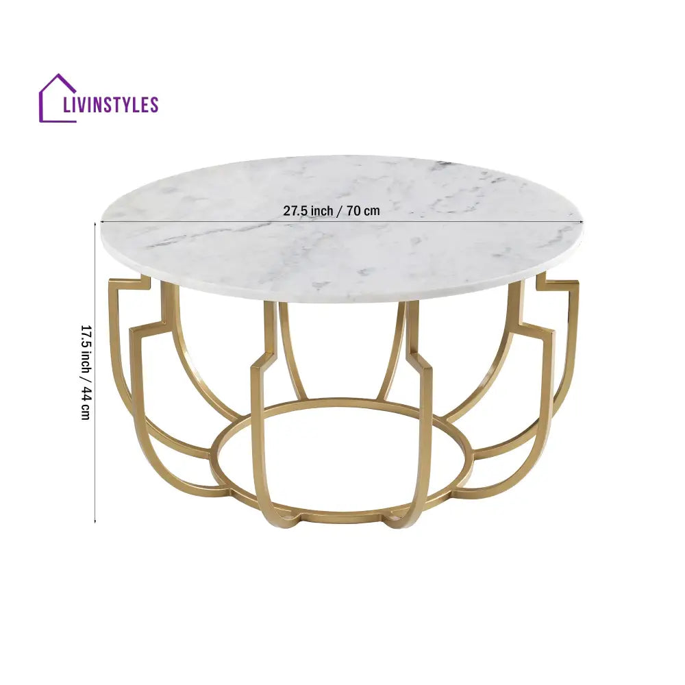 Unique Design White Marble Golden Metal Center Table Table