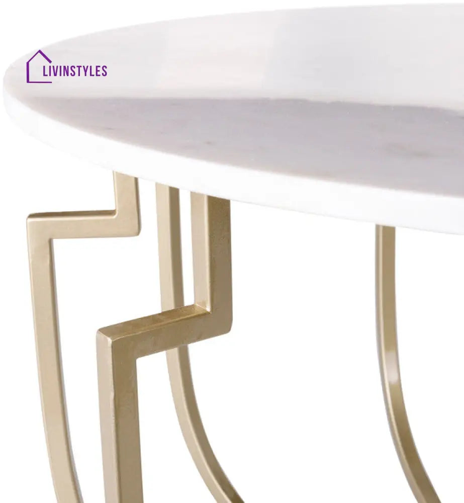 Unique Design White Marble Golden Metal Center Table Table