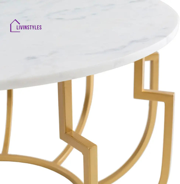 Unique Design White Marble Golden Metal Center Table Table