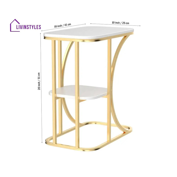 Unique Pattern Designer Side Table with Golden Finish Table