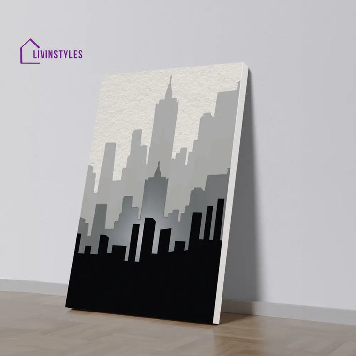 Urban Elegance: Cityscape Canvas Print Wall Painting 16 X 20 Inch / Stretch