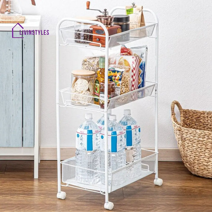 Ustella White Kitchen Trolley